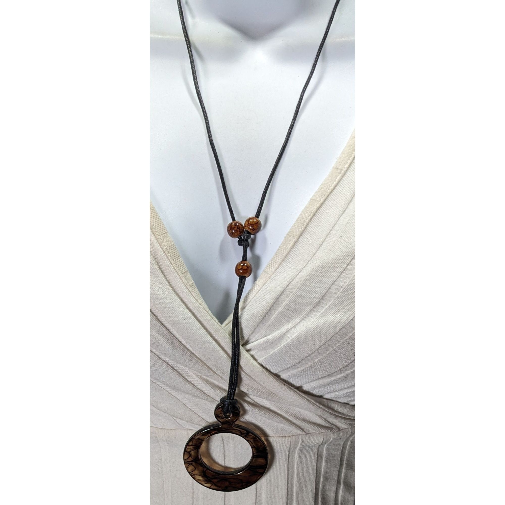 Other Brown Resin Pendant Necklace With Adjustable Black Cord & Be Size ONE SIZE - 4 Thumbnail