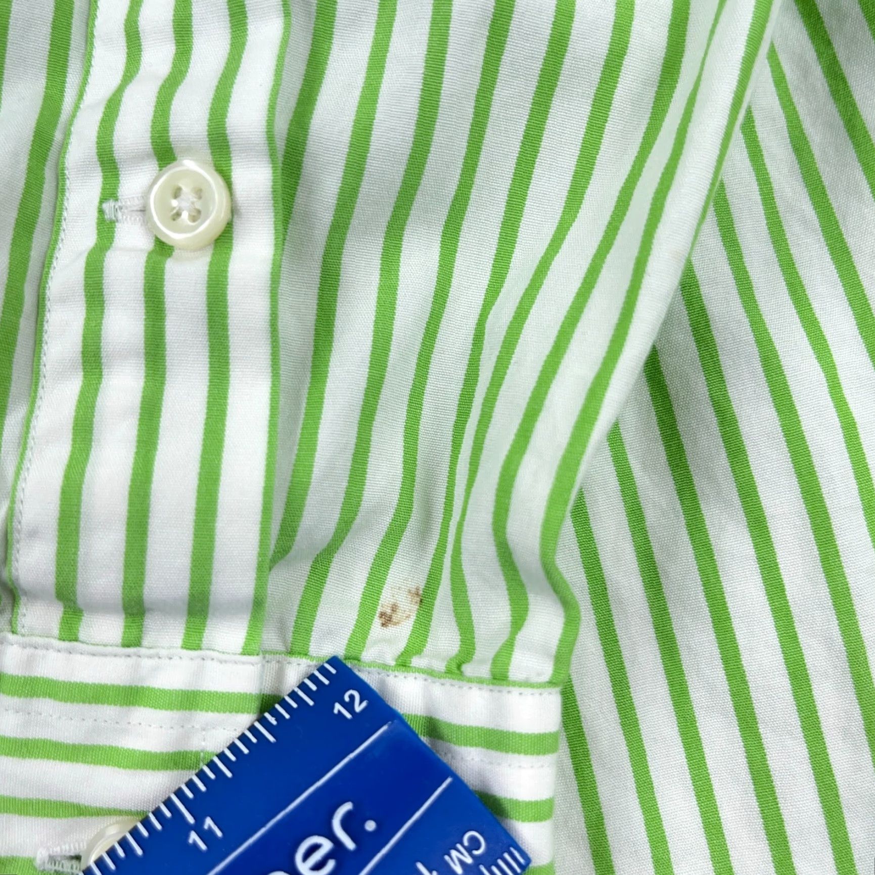 Ralph Lauren Ralph Lauren Button-Up Shirt Men Large Green Striped Poplin Dress A2* Regular Fit Size 42R - 5 Thumbnail