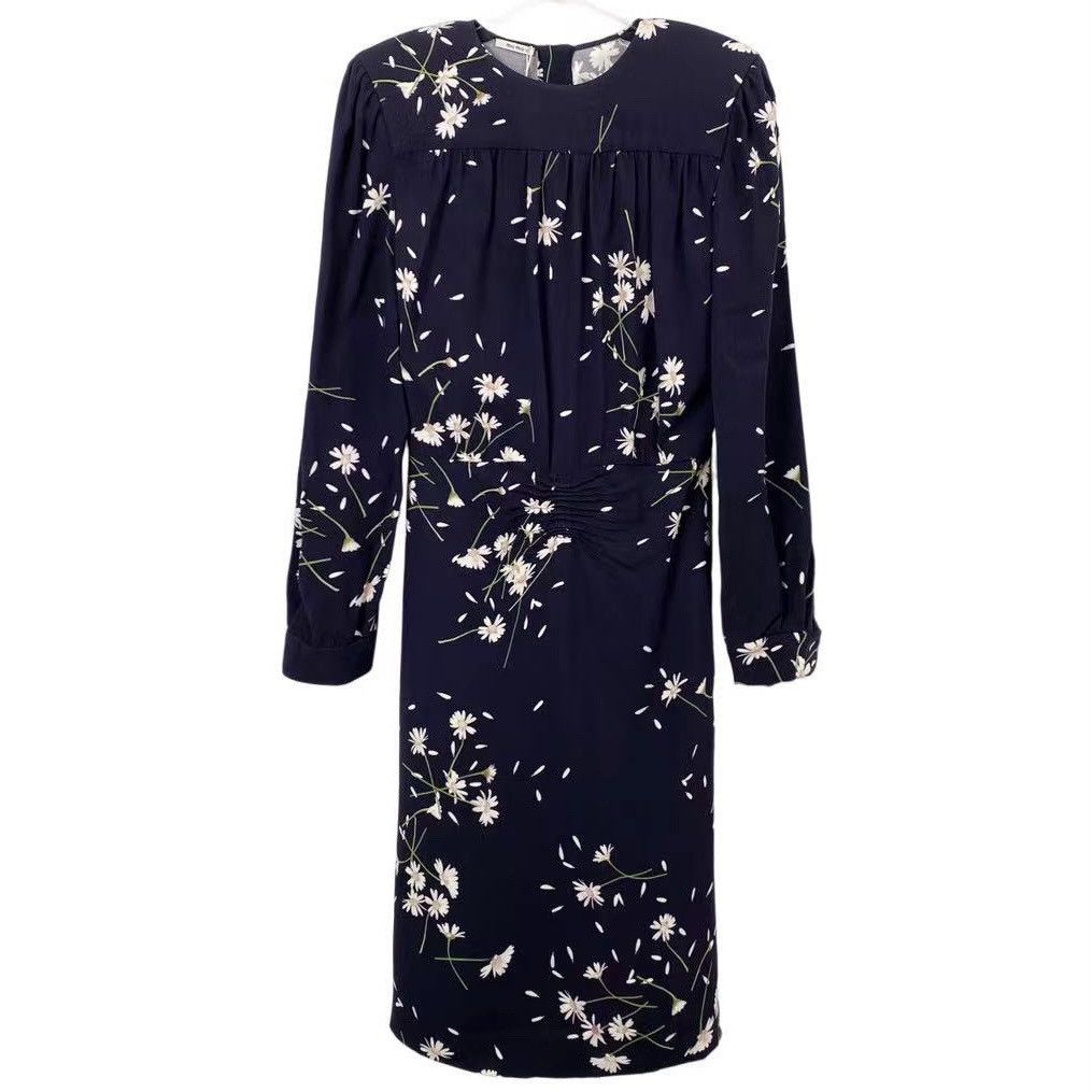 Miu Miu Miu Miu Floral Printed Ruched Waist Detail L/S Dress Size S / US 4 / IT 40 - 1 Thumbnail