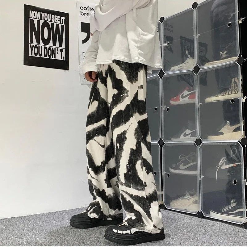 Japanese Brand × Jean White Black Tie-dye Baggy Jeans Size US 31 - 1 Thumbnail