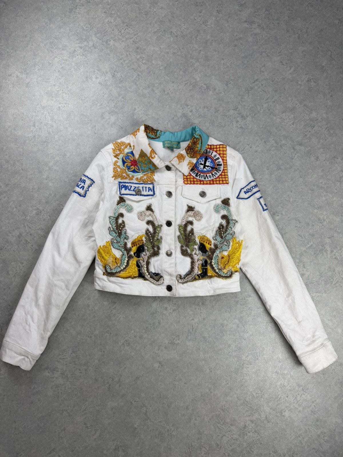 Other Antica Sartoria Capri White Denim Jacket Size XS Size XS / US 0-2 / IT 36-38 - 1 Thumbnail
