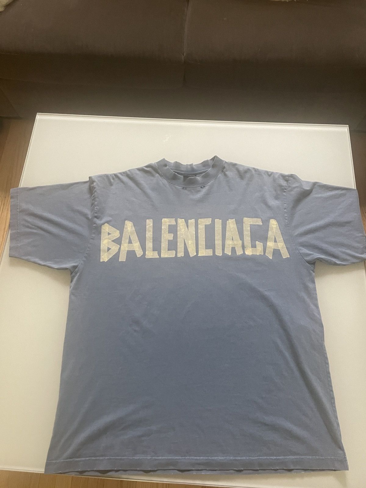 image of Balenciaga Tape Type Tee in Blue, Men's (Size XL)