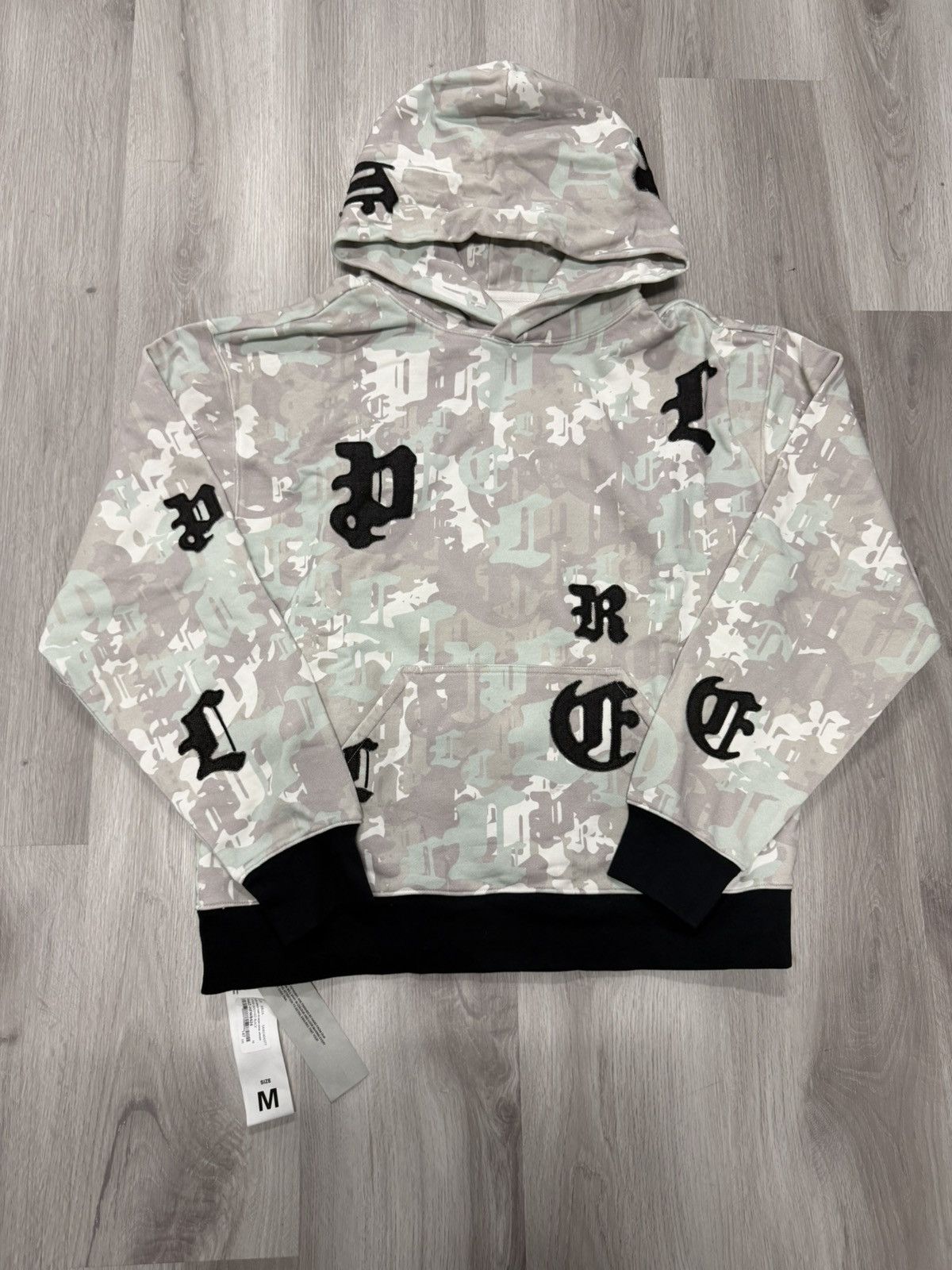 Purple Brand Washed French Terry Hoodie Gothic Appliqué