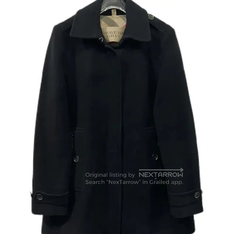 Burberry Burberry Black Wool Women's Trench Coat. Size L / US 10 / IT 46 - 1 Thumbnail