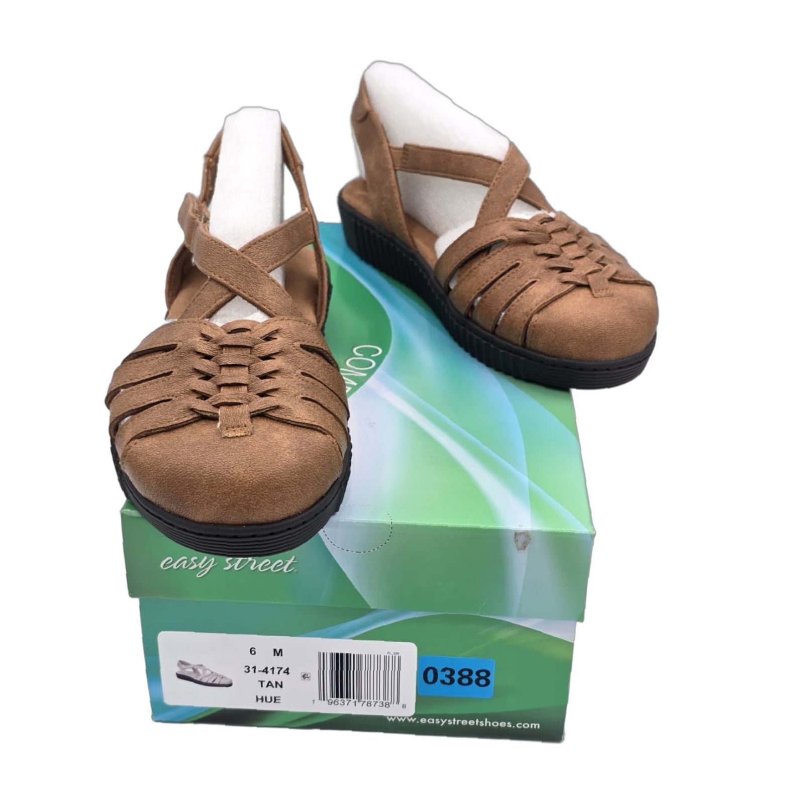 Vintage Easy Street Hue Women's Slip On Tan Sz 6 M - Tan Flat Casual Shoe Adult Female Size 6 M Leather-Look Synthetic Loafers & Moccasins Women Size US 6 / IT 36 - 1 Thumbnail