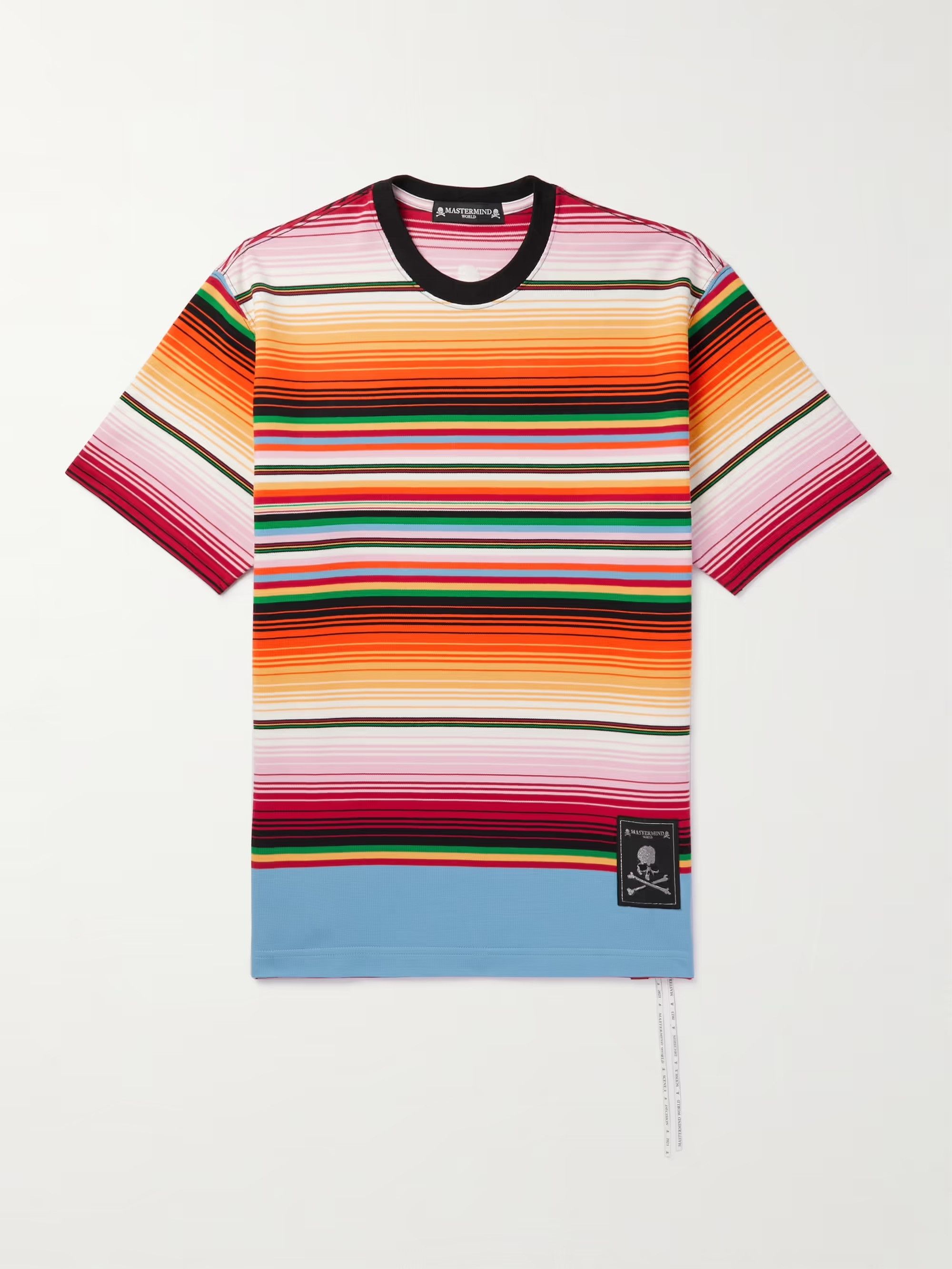 image of Mastermind World Limited Ed. Logo-Detailed Striped Cotton T-Shirt, Men's (Size Small)