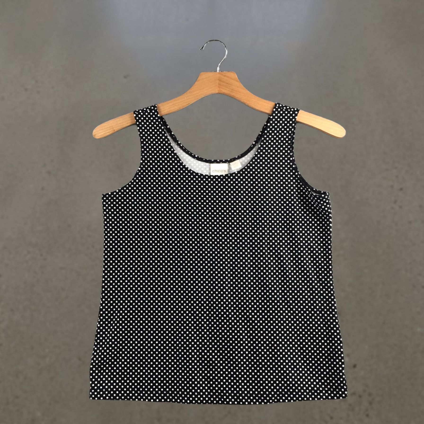 Vintage Chico's Blouse Womens 2 Black White Polka Dot Scoop Neck Sleeveless Pullover Top Size XS / US 0-2 / IT 36-38 - 1 Thumbnail