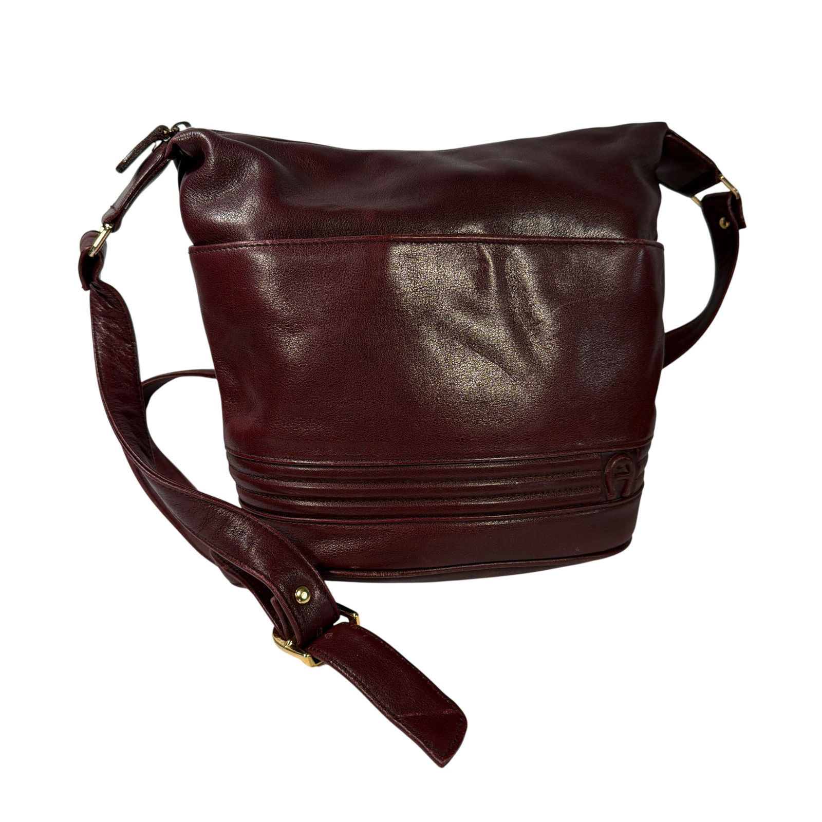 Etienne Aigner Etienne Aigner Genuine Leather Burgundy Hobo Shoulder Bag Size ONE SIZE - 1 Thumbnail