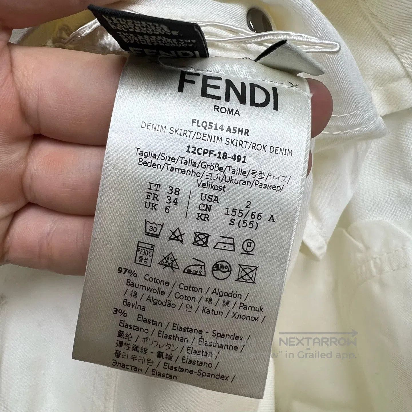 Fendi FENDI White A-line high-waisted skirt with back leather pa Size 37" - 4 Thumbnail