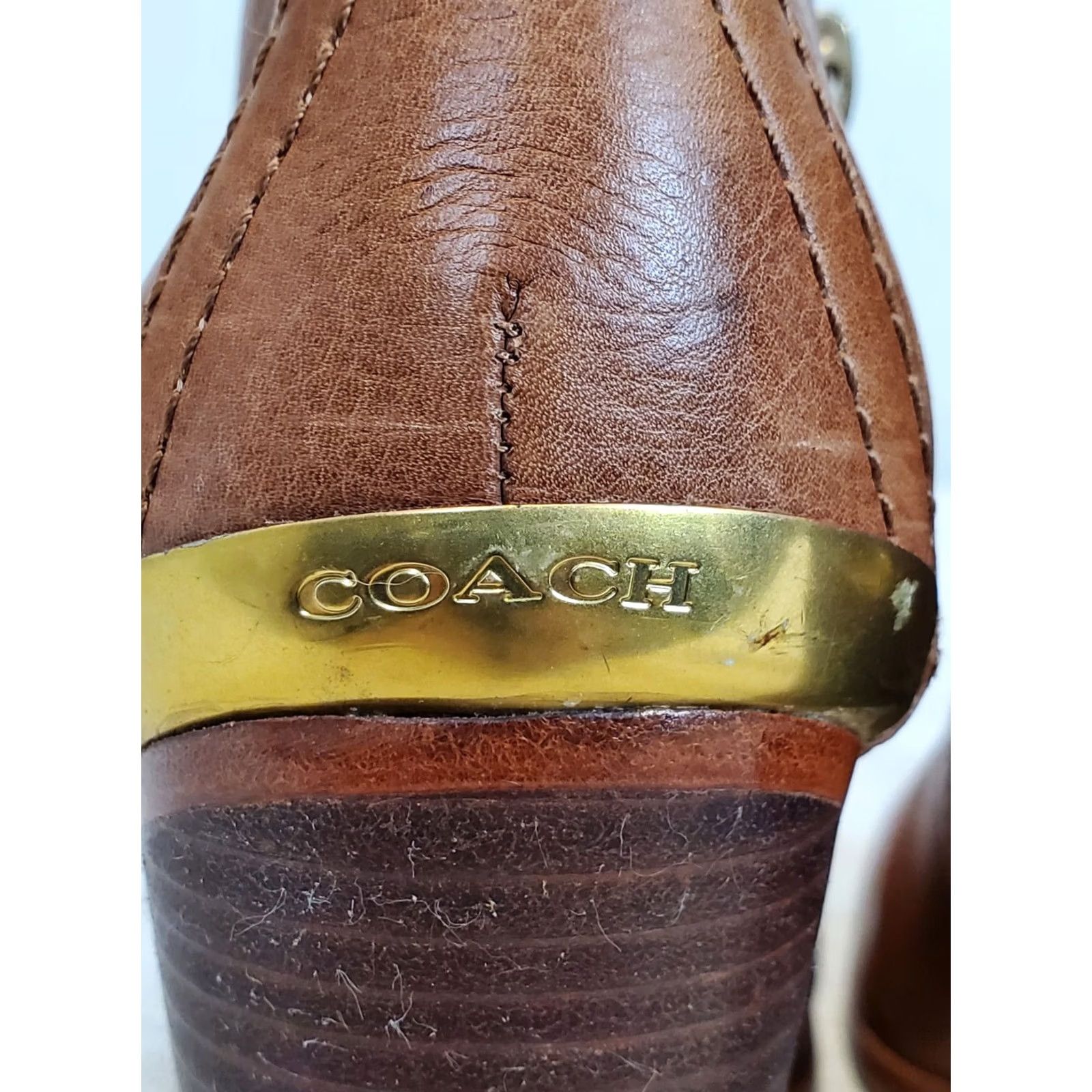 Coach VINTAGE COACH Hattie Brown Safari Leather Ankle Bootie Women's US 6B Block Heel Shoes Size US 6 / IT 36 - 7 Thumbnail