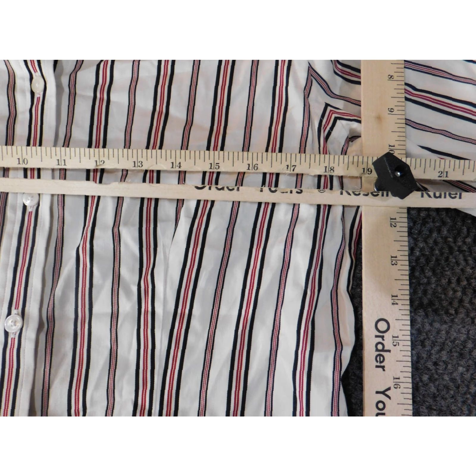 Jones New York Jones New York Button-Up Shirt White Striped Medium Women's Casual Classic Cotton Rayon Cap Sleeve Long Sleeve Regular Fit Shirt Size M / US 6-8 / IT 42-44 - 6 Thumbnail