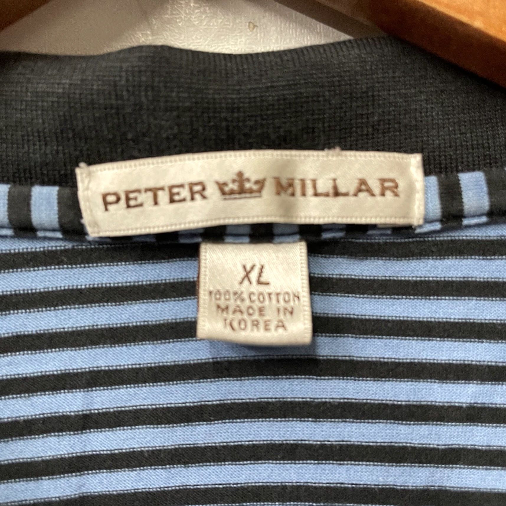 Peter Millar Peter Millar Polo Shirt Mens XL 100% Cotton Blue Striped Golf Size US XL / EU 56 / 4 - 4 Thumbnail