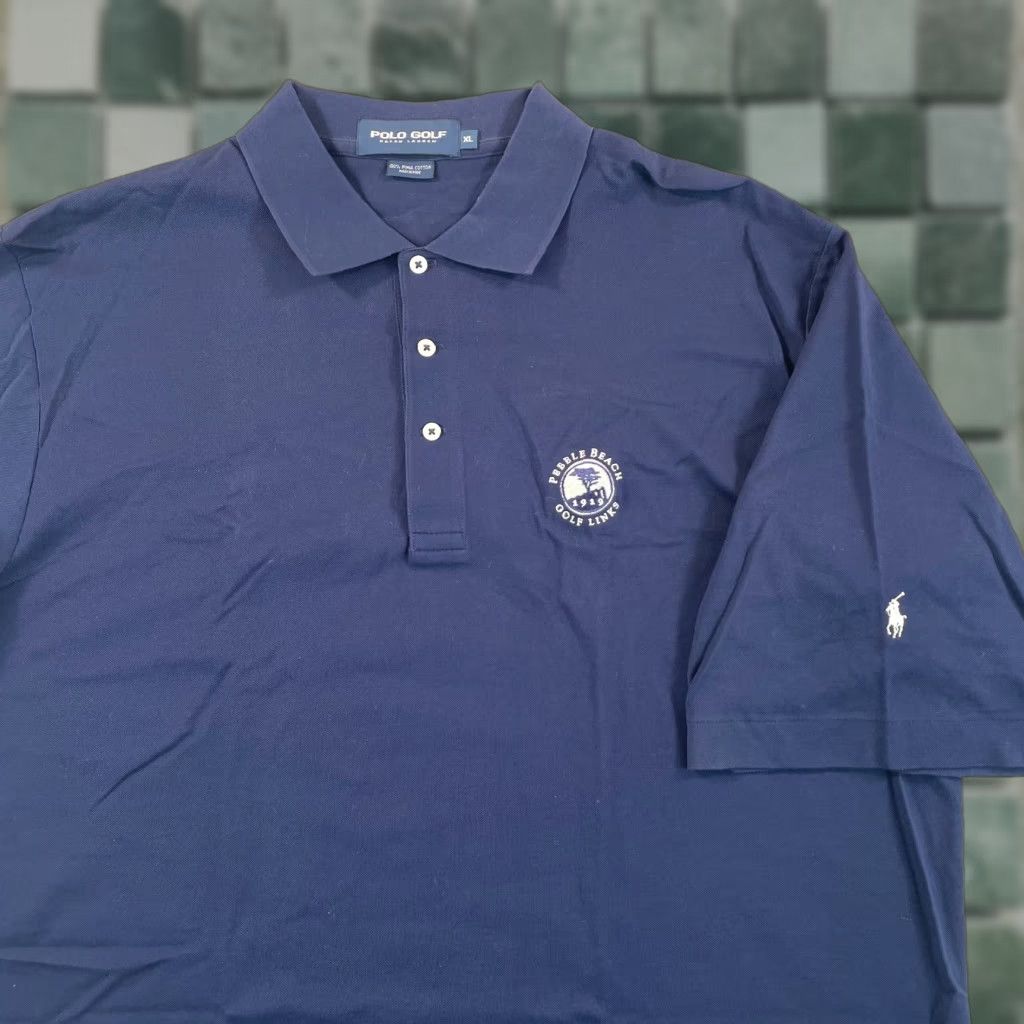 Vintage Vintage Polo Golf Shirt Men XL Navy Pebble Bech Golf Links Pony SS Size US XL / EU 56 / 4 - 1 Thumbnail
