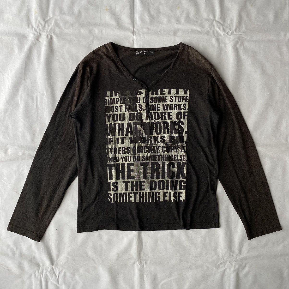 If Six Was Nine × Japanese Brand × Le Grande Bleu (L.G.B.) Japanese Poem Faded by Double Needle Long Sleeve Size US M / EU 48-50 / 2 - 2 Thumbnail