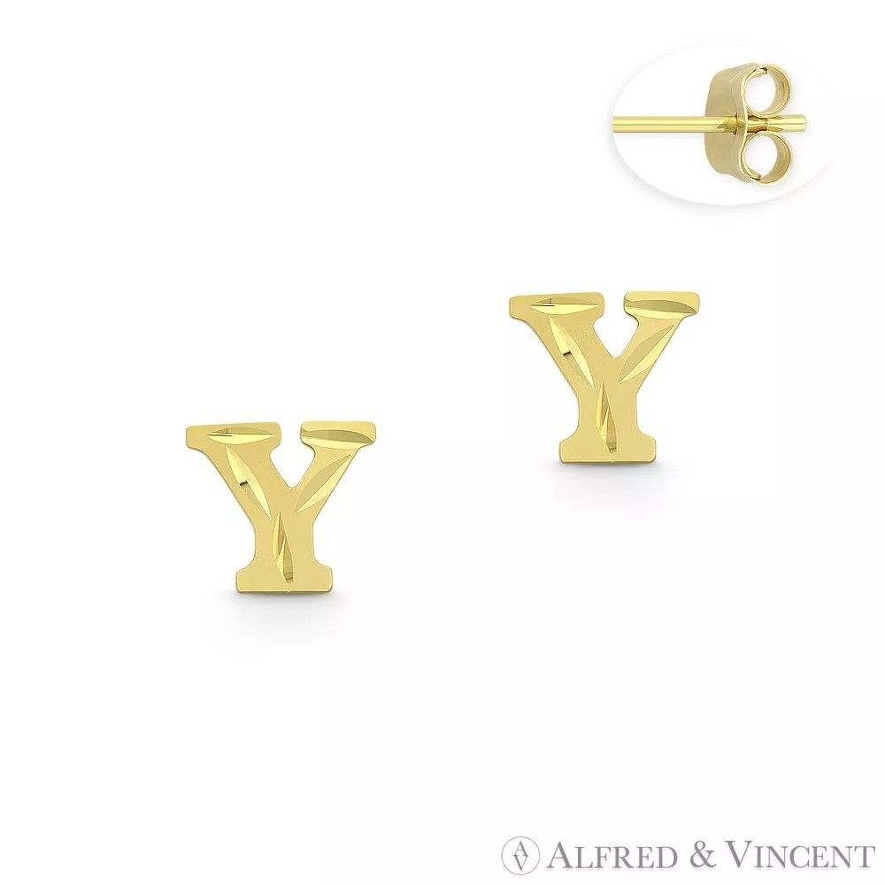 Other Initial Letter "Y" Stud Earrings with Push-Back Posts Size ONE SIZE - 1 Preview