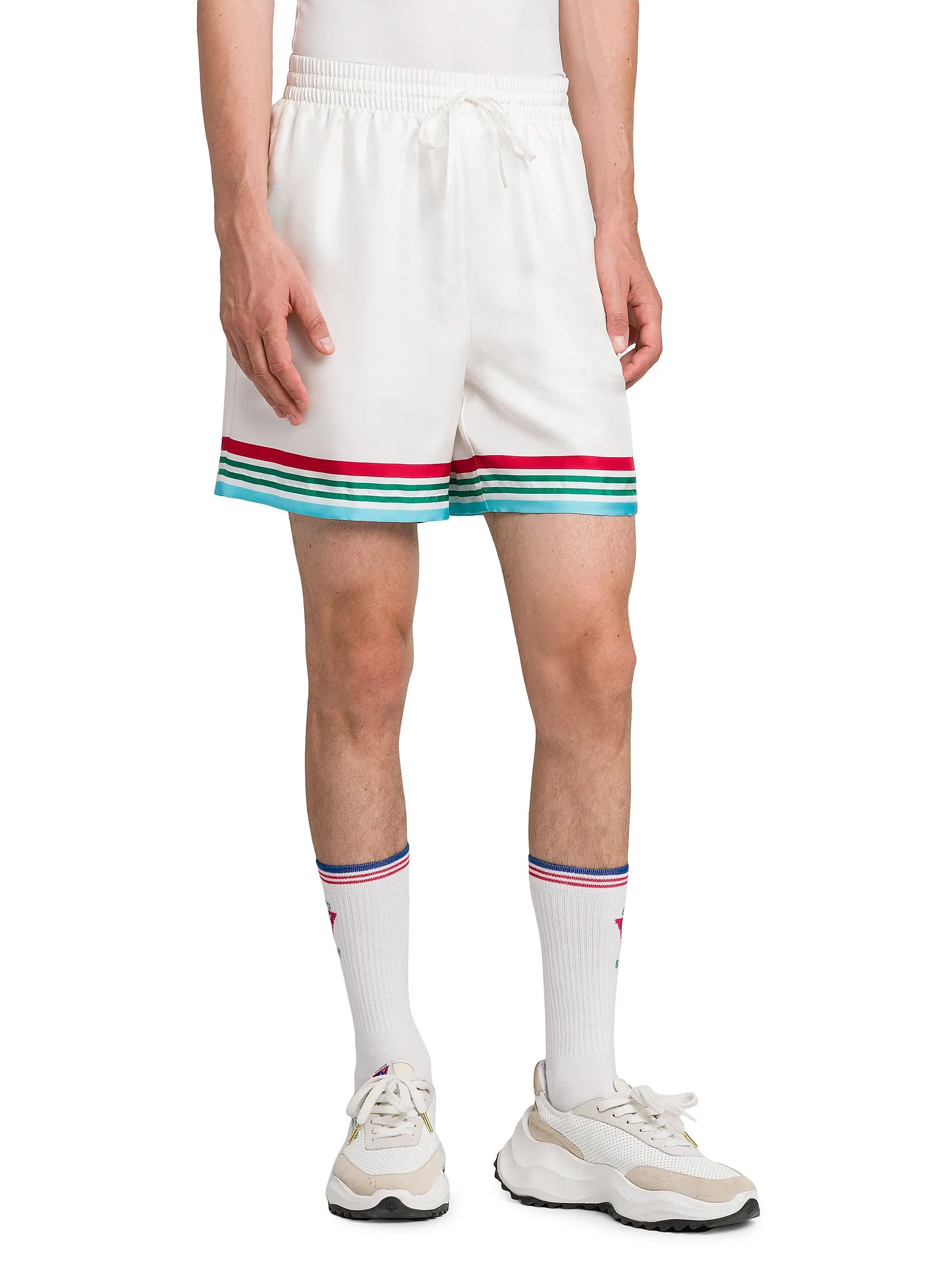 Casablanca os11x0725 Striped Silk Drawstring Track Shorts in Multicolor Size US 32 / EU 48 - 3 Thumbnail