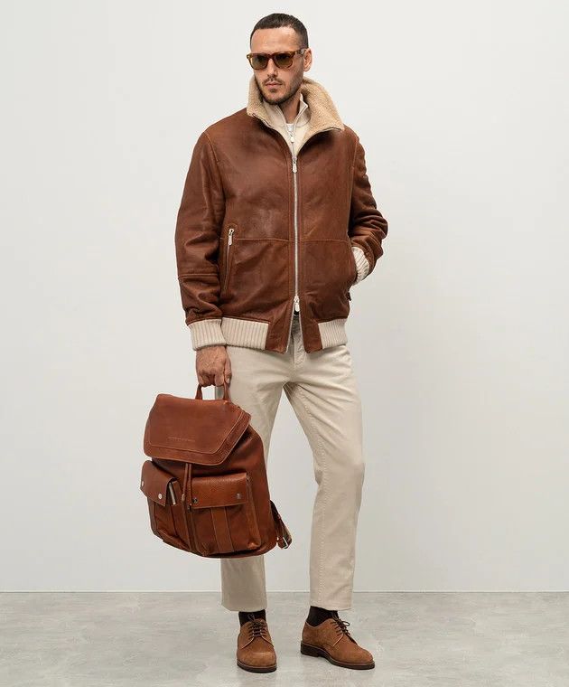 Brunello Cucinelli o1w1db10226 Lamb Fur Shearling Jacket in Brown Size US XL / EU 56 / 4 - 5 Thumbnail