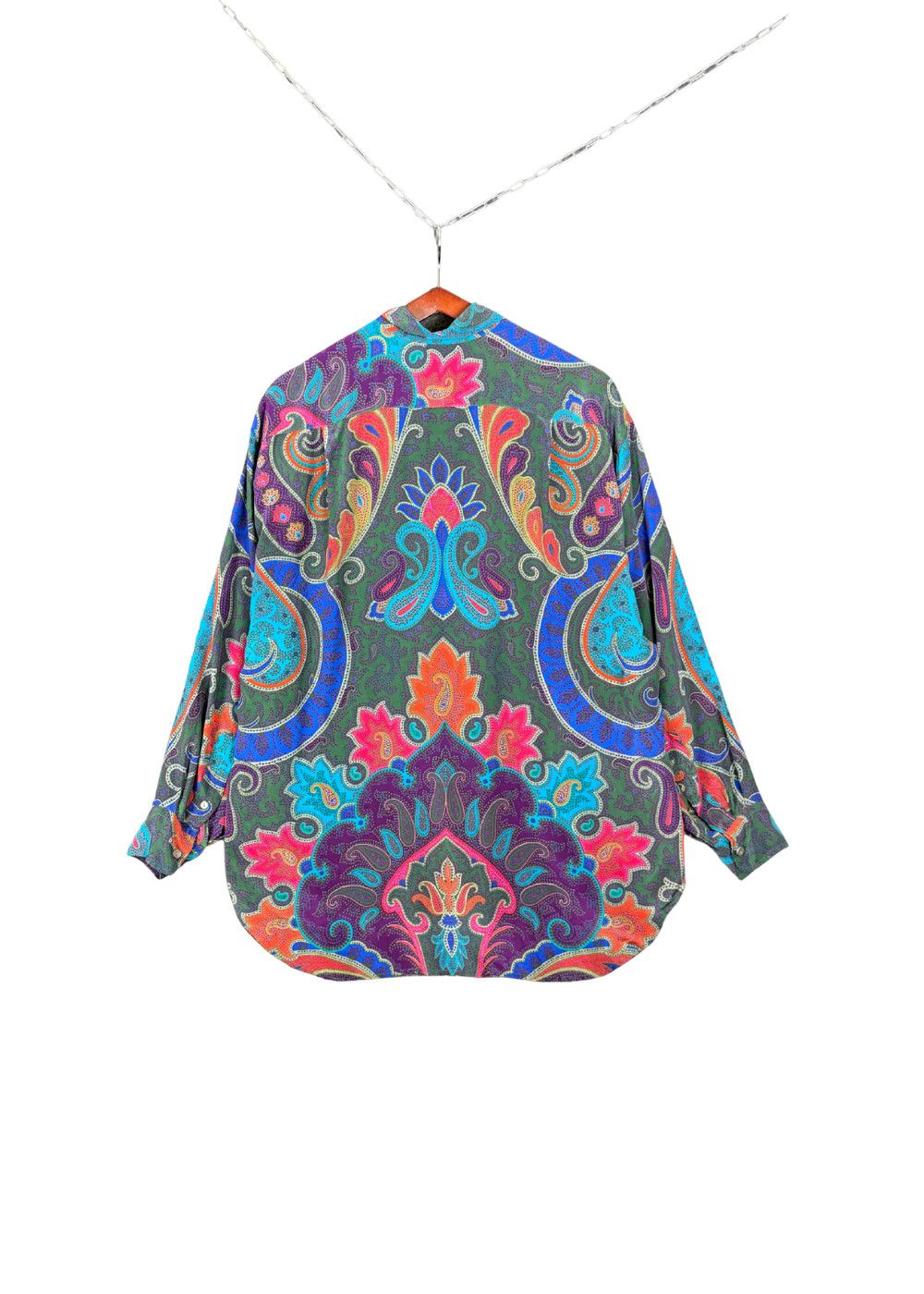 1980s Vintage RL "Purple Tag" Silk Paisley Shirt Made in HK image 2
