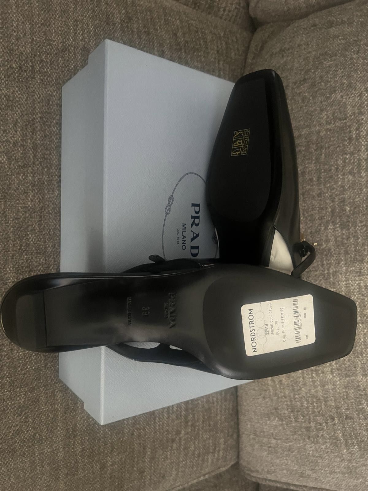 Prada Black Prada leather square toe slingback ballerina shoes Size US 8 / IT 38 - 4 Thumbnail