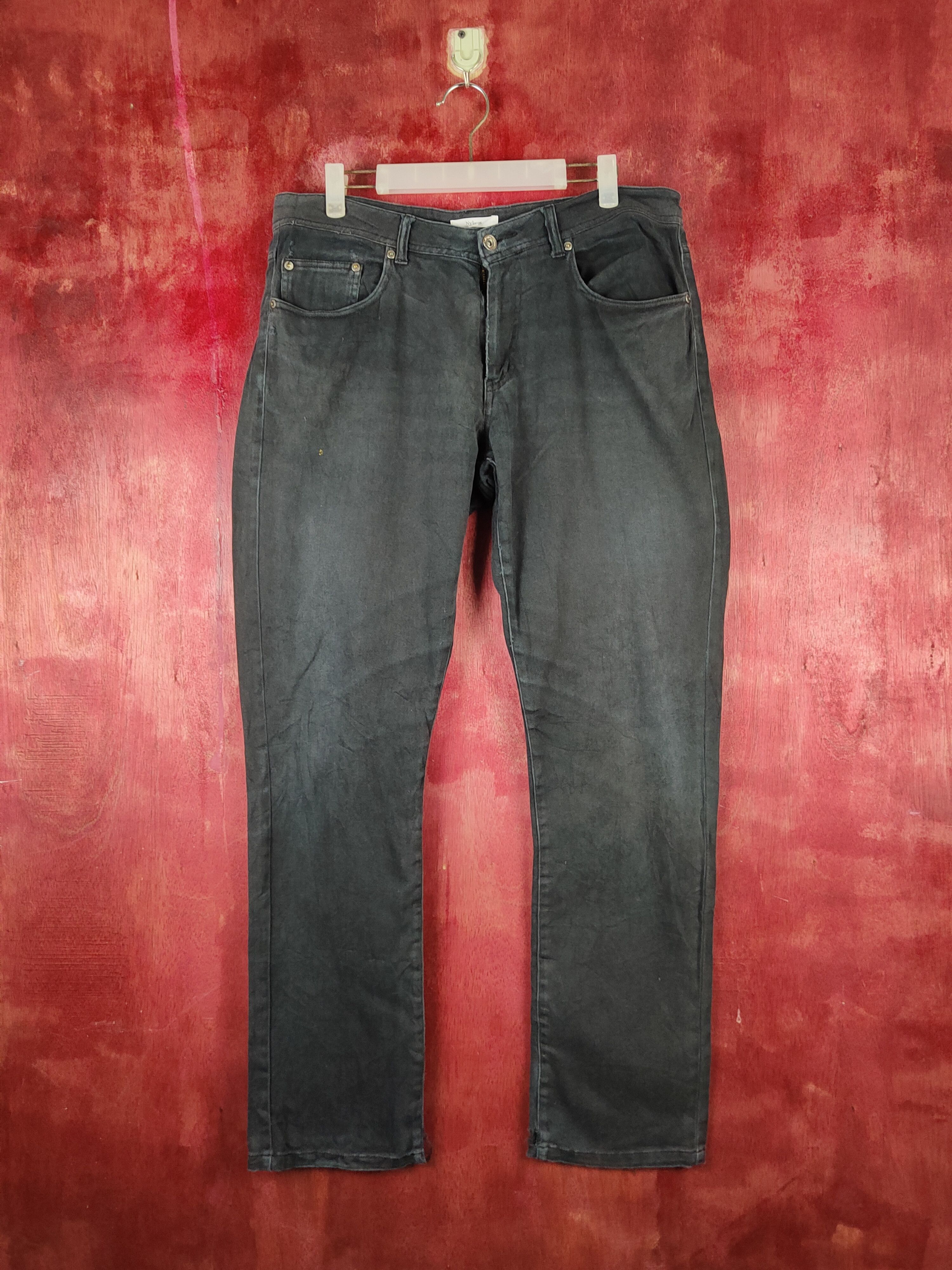 Japanese Brand Nylaus Black Faded Distressed Ripped Jeans #S2314 Size US 36 / EU 52 - 1 Thumbnail