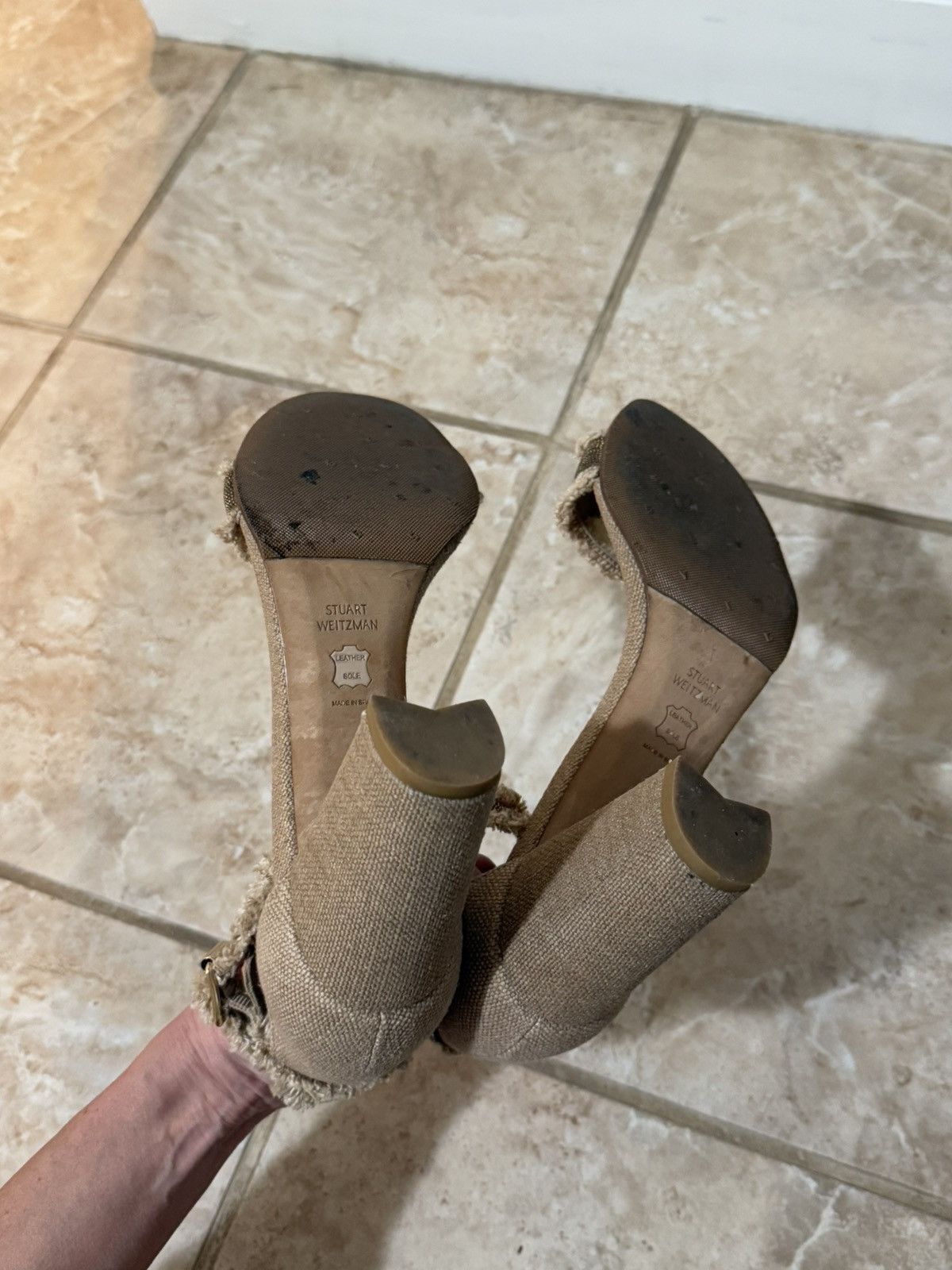 Stuart Weitzman Women's Beige Heeled Sandals Stuart Weitzman Size US 8 / IT 38 - 8 Thumbnail