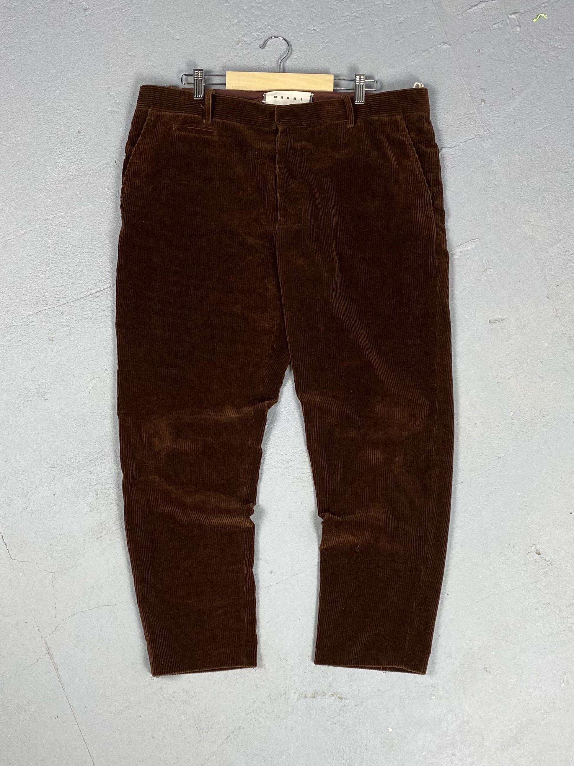 Marni Marni Wide Leg Cropped Corduroy Brown Pants Size US 38 / EU 54 - 2 Thumbnail