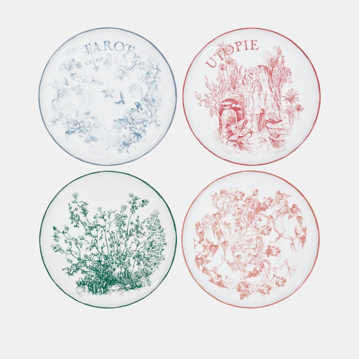 Dior o1bcso1str0624 Size: OS / 4 Set Dessert Plates in Multicolor Size ONE SIZE - 1 Thumbnail