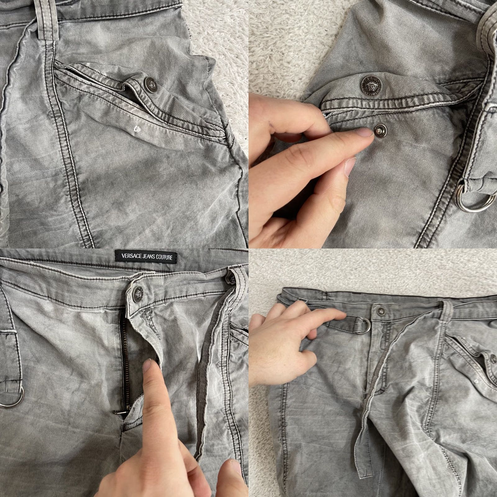 Versace Jeans Couture VINTAGE Versace Jeans Couture Pants Women's 32x31 Gray Baggy Rave Y2K Italy Goth 90s VTG Size 24" / US 00 / IT 34 - 9 Thumbnail