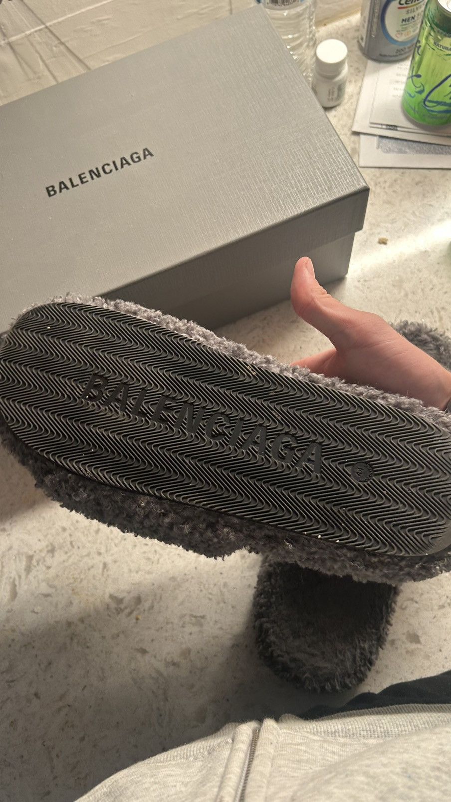 Balenciaga Balenciaga Grey Fur Slide Size US 11 / EU 44 - 3 Thumbnail