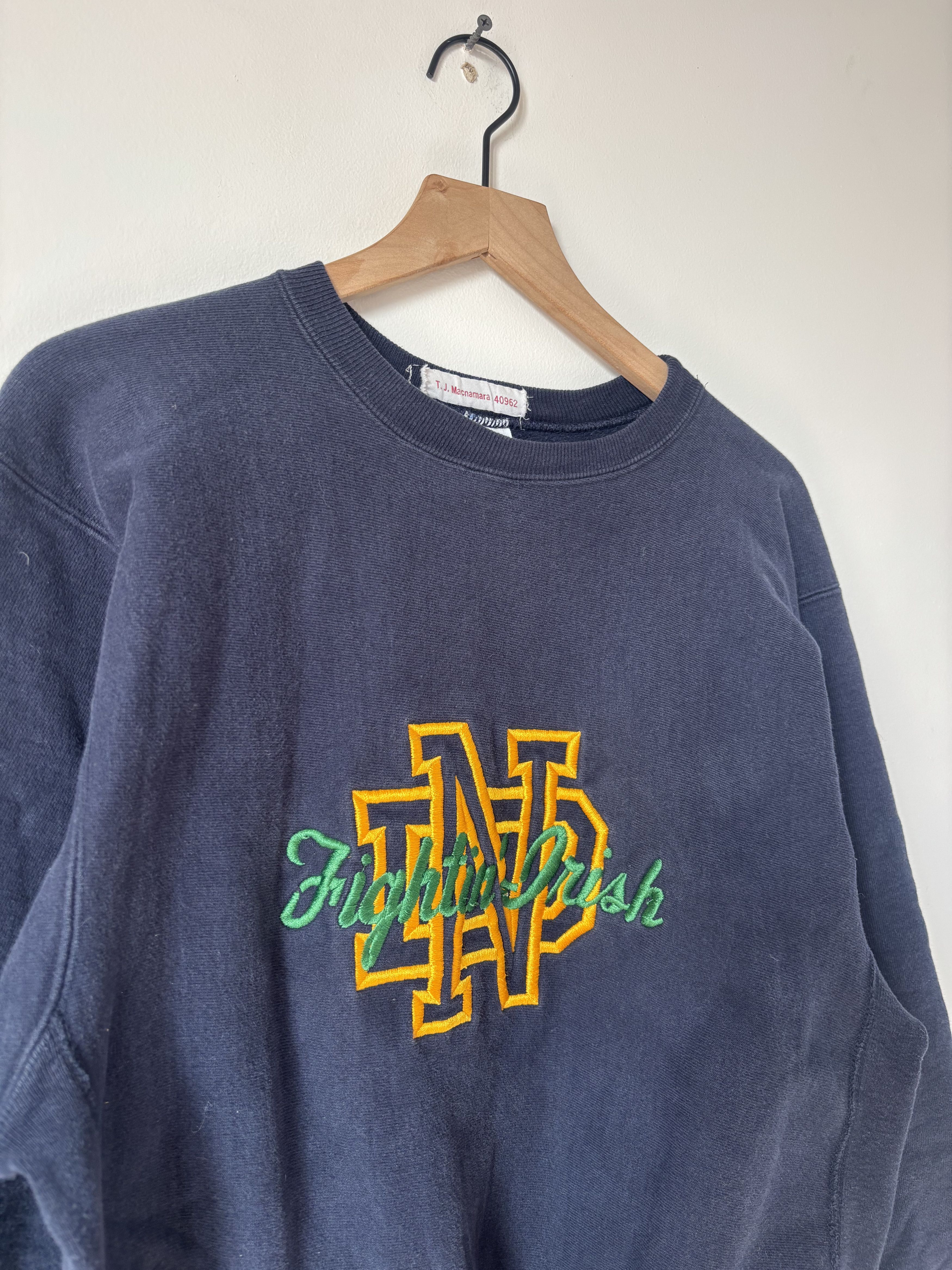 Champion Notre Dame Fightin Irish Reverse Weave Crewneck Sweater Navy Size US XL / EU 56 / 4 - 2 Thumbnail