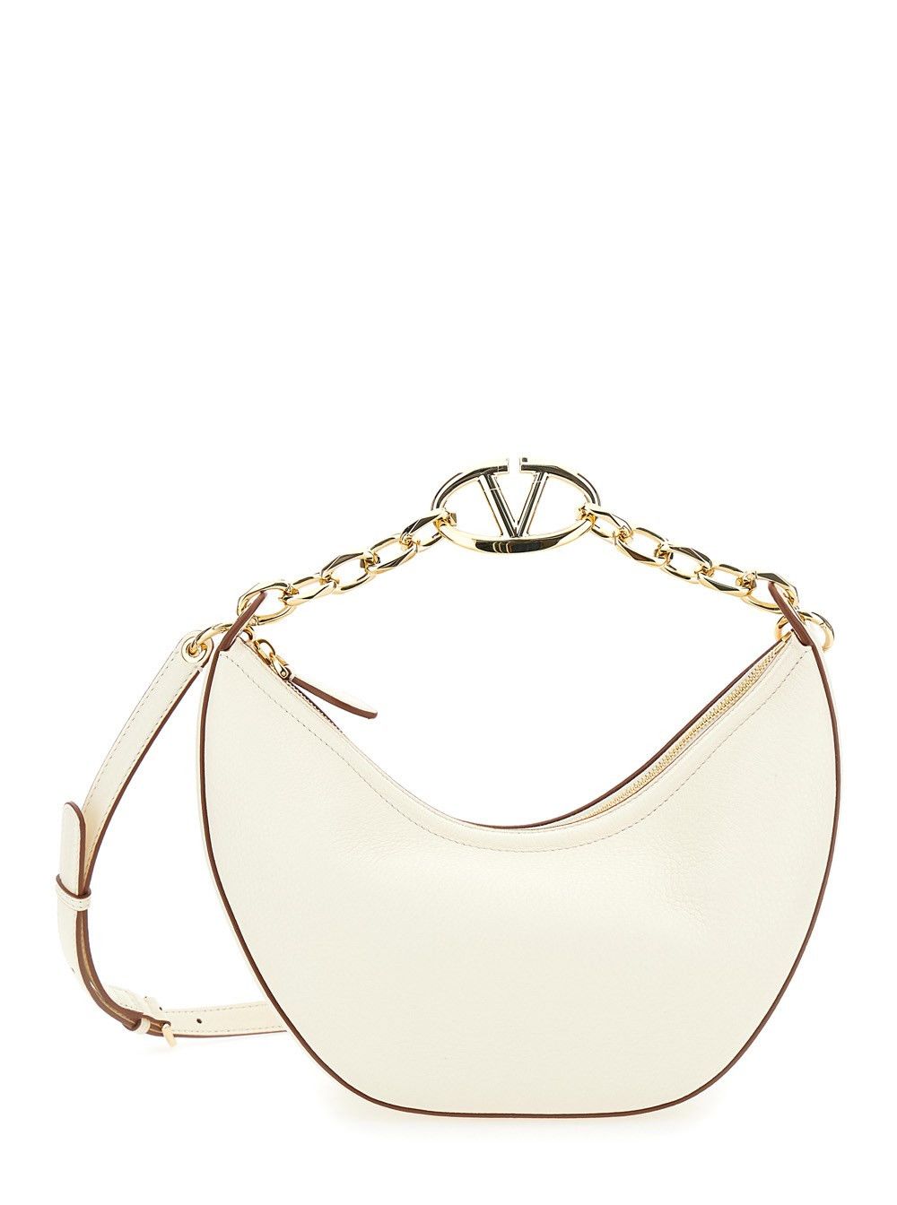 Valentino o1s22i1n0924 Size: OS / Small Vlogo Moon Hobo Bag in White Size ONE SIZE - 1 Thumbnail