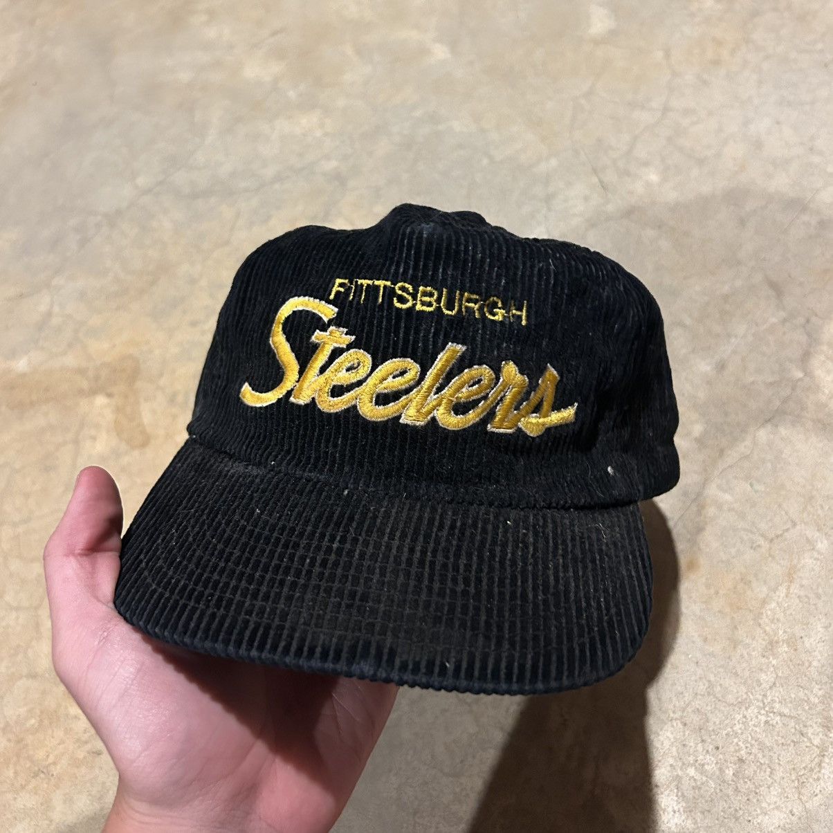 Sports Specialties Vintage 1990s Pittsburgh Steelers Script Corduroy Hat Rare Size ONE SIZE - 2 Thumbnail