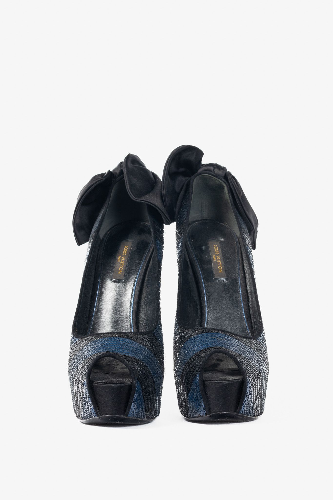 Louis Vuitton Louis Vuitton Ballroom Stripe-Sequin Bow Open-Toe Pumps Size US 7.5 / IT 37.5 - 2 Thumbnail
