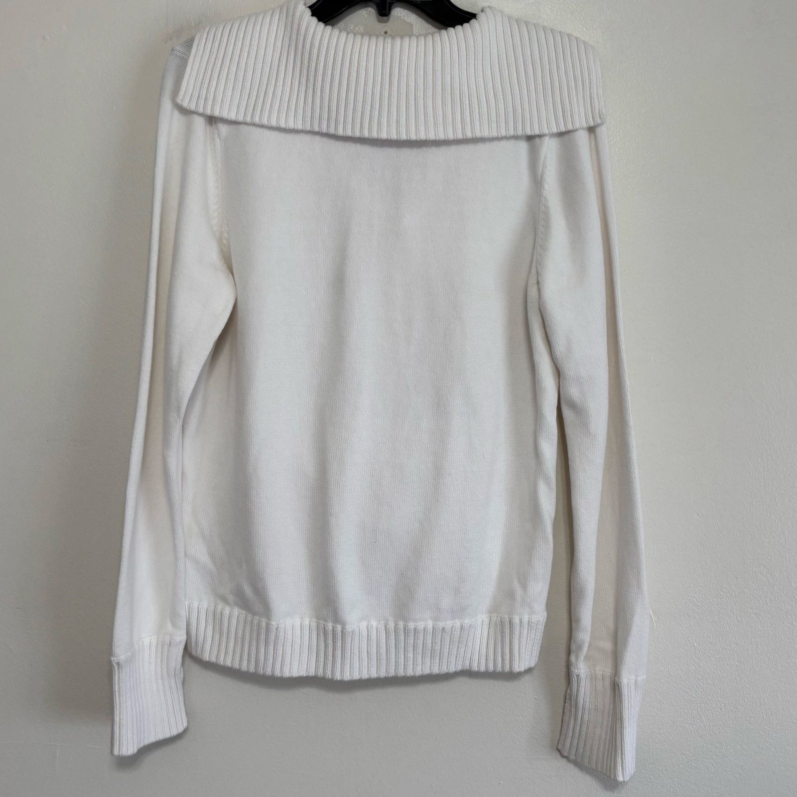 Other Liz Claiborne White Shawl-Collar Pullover Sweater Size Large Size L / US 10 / IT 46 - 2 Thumbnail