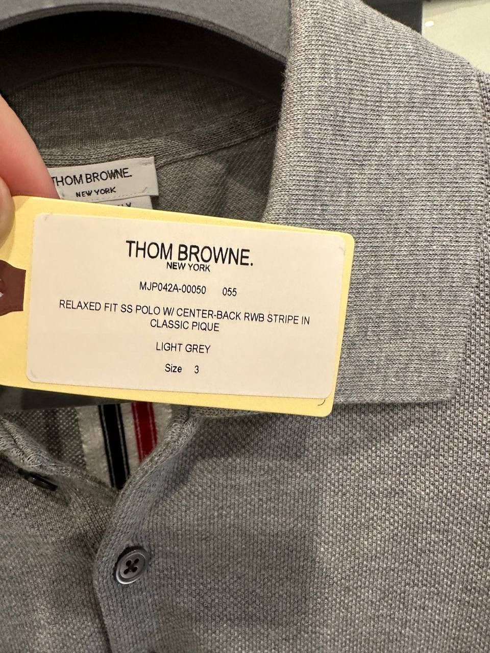 Thom Browne Thom Browne Relaxed Fit Polo in Light Grey Size US L / EU 52-54 / 3 - 5 Thumbnail