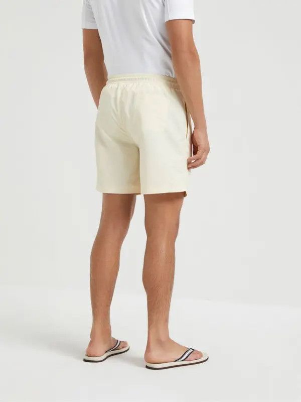 Brunello Cucinelli o1s1wg110526 Logo-Print Swim Shorts in Neutrals Size US 36 / EU 52 - 4 Thumbnail