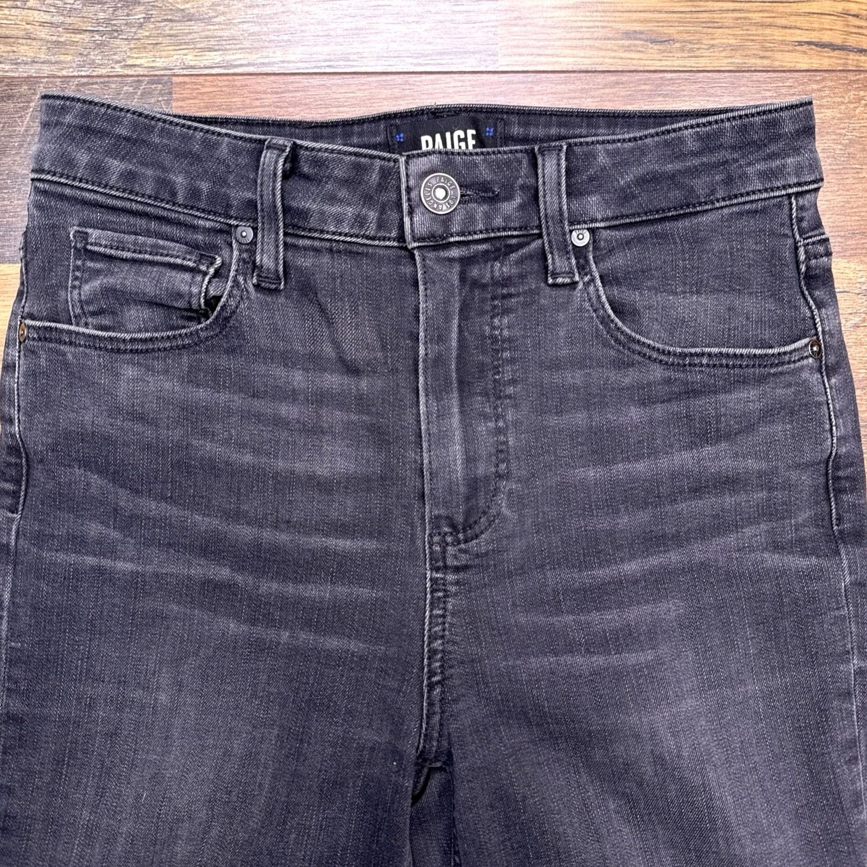 Paige Paige Jeans Slim Womens 26 Black High Rise Stretch Denim 5-Pocket Logo Straight City Vintage: No Mens Womens Size 26" / US 2 / IT 38 - 3 Thumbnail