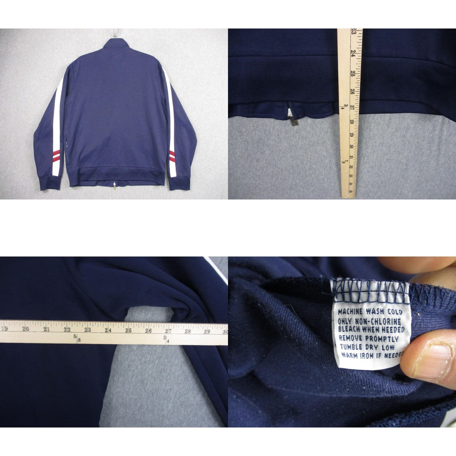 Polo Ralph Lauren Polo by Ralph Lauren Track Jacket Mens Large Blue Full Zip Striped Polo Player Logo Pocket Pockets Stand-Up Collar Size US L / EU 52-54 / 3 - 8 Thumbnail