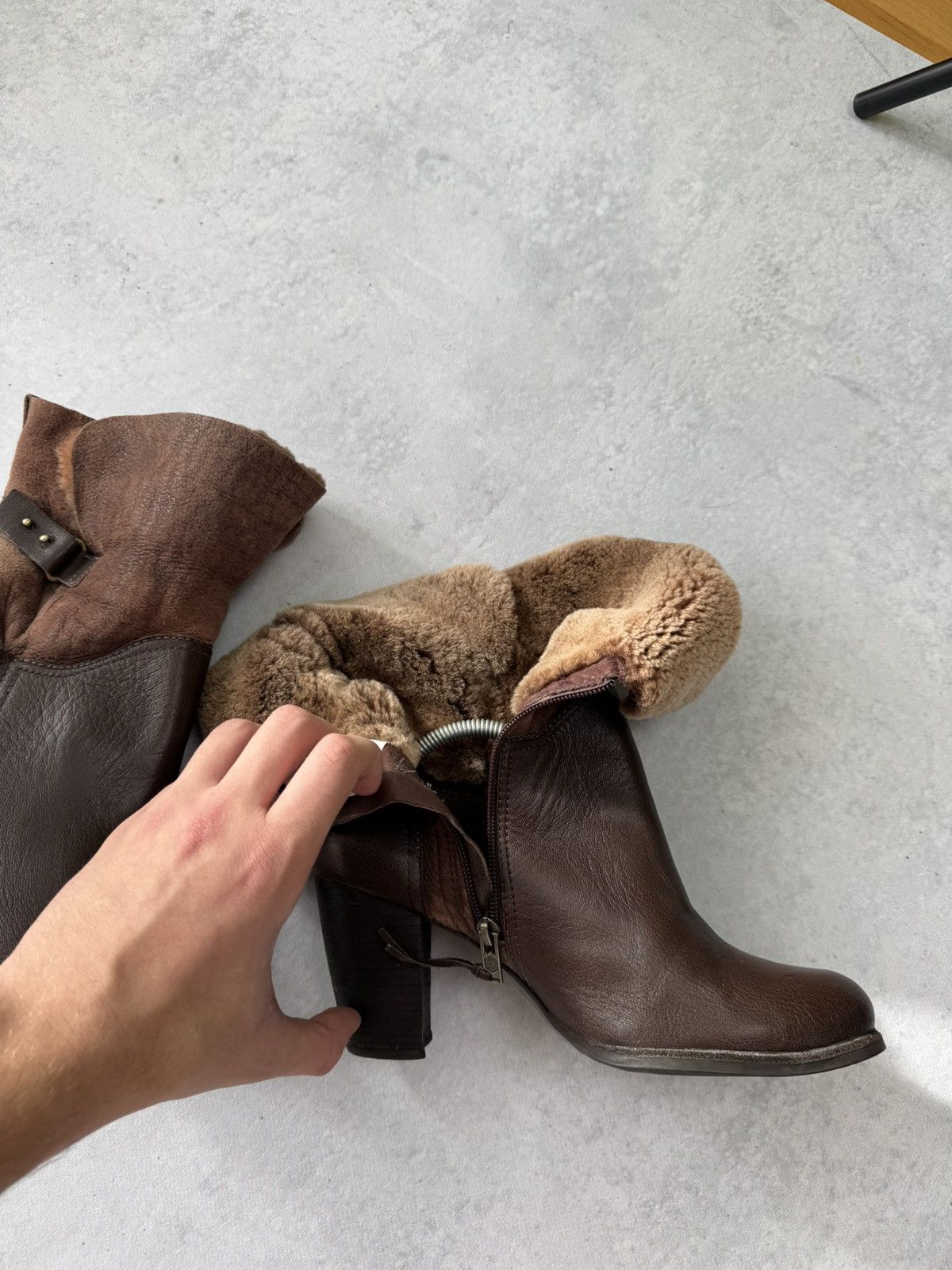 If Six Was Nine Vintage Italian AS 98 Rick Owens Style Leather Biker Boots Size US 9.5 / IT 39.5 - 8 Thumbnail