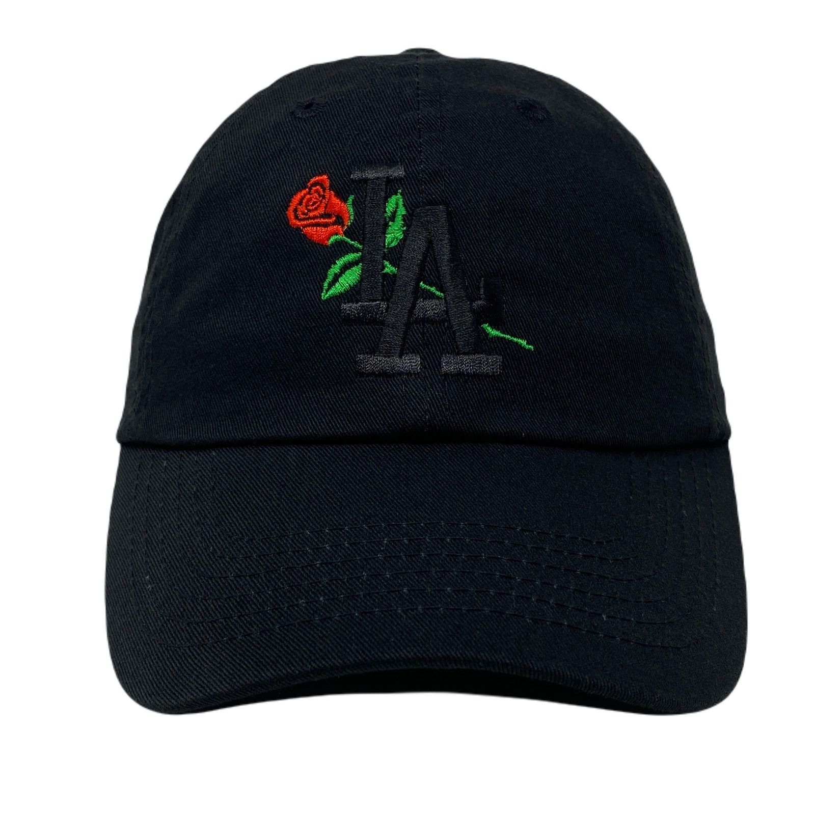 Other Los Angeles LA Rose Flower Black Dad Hat Size ONE SIZE - 5 Thumbnail
