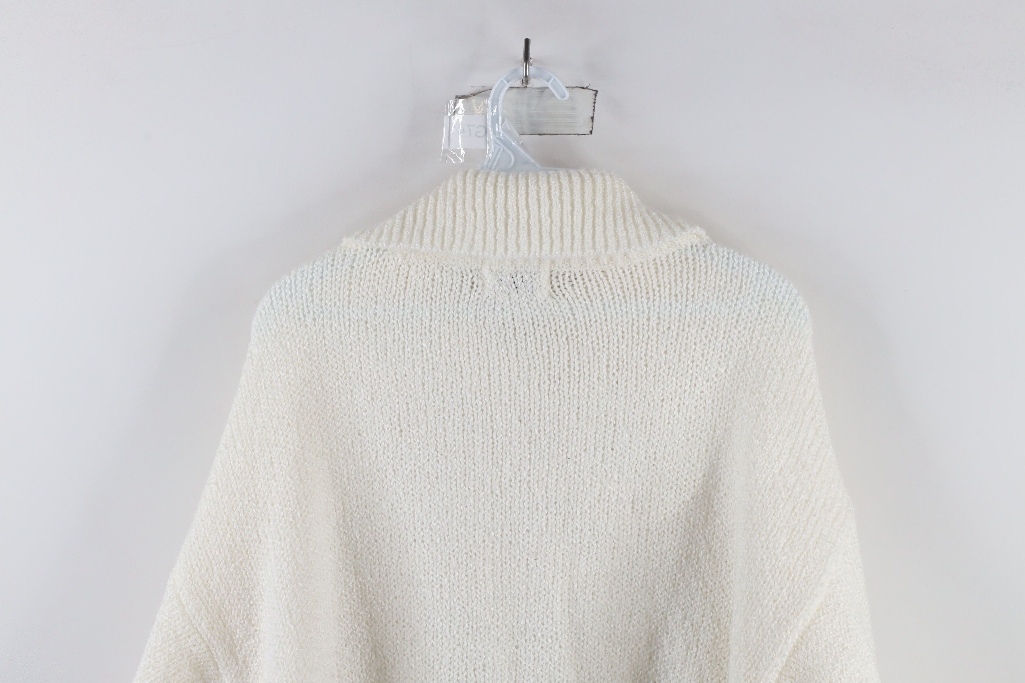 Vintage Vintage 90s Streetwear Cable Knit Beaded Collared Sweater Size L / US 10 / IT 46 - 9 Thumbnail