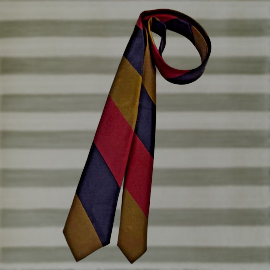 VINTAGE Neck Tie Olive Black Maroon Dacron Polyester 53