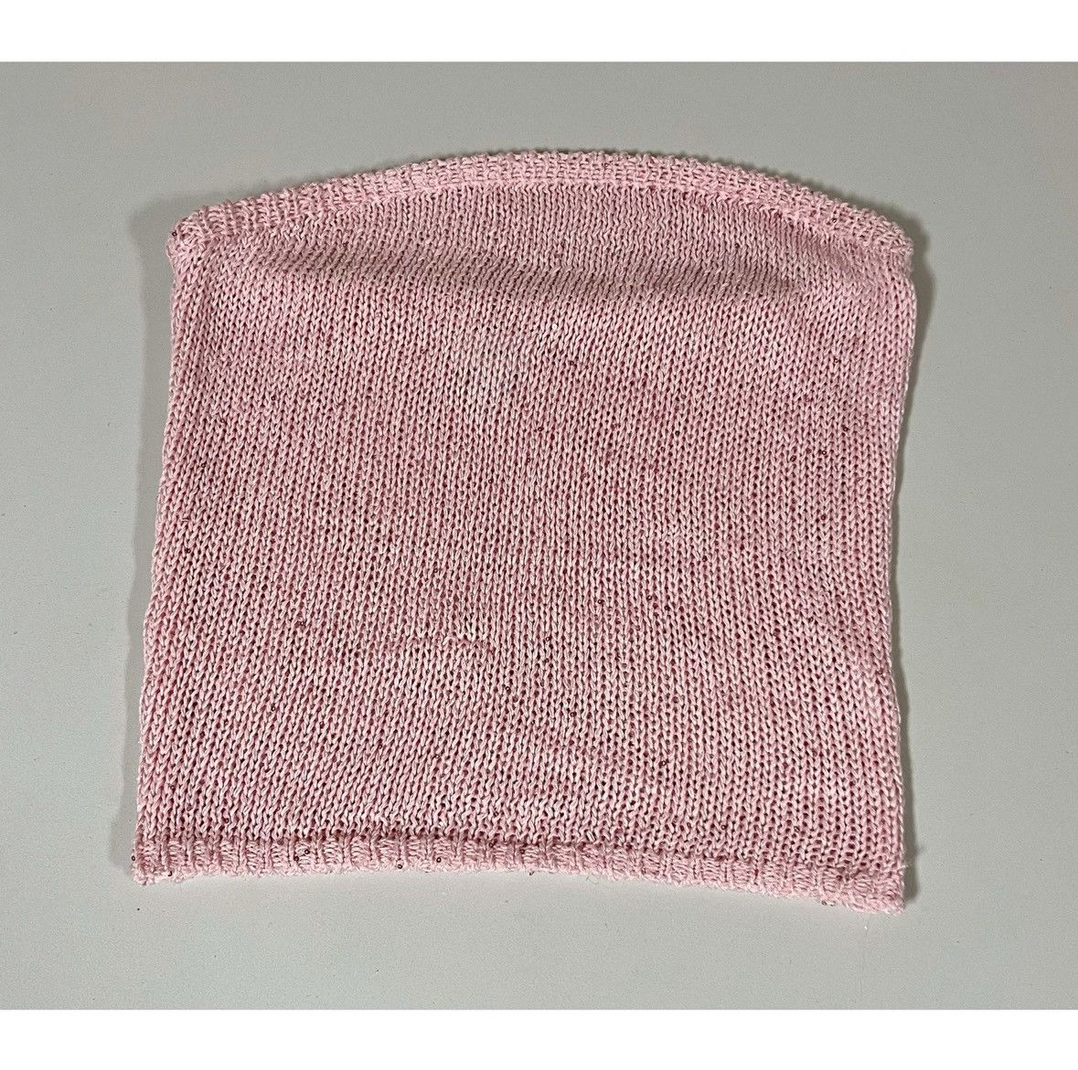 Japanese Brand Pink Pastel Sequin Knit Tube Top Shirt Blouse Tee Size XS 🎀 Size XS / US 0-2 / IT 36-38 - 1 Thumbnail
