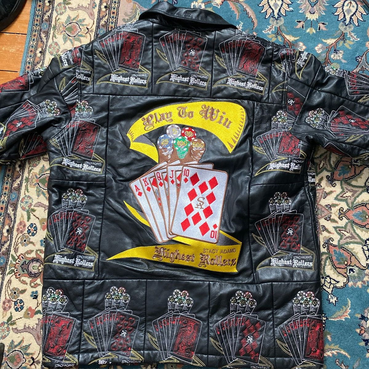 Rare Stacy Adams Leather Embroidered Leather Jacket
