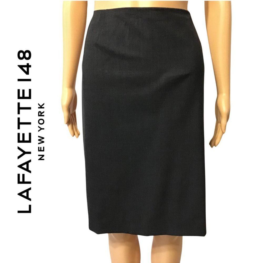 image of Lafayette 148 Dark Gray Tailored Wool Pencil Skirt Size 8 Euc in Grey, Women's