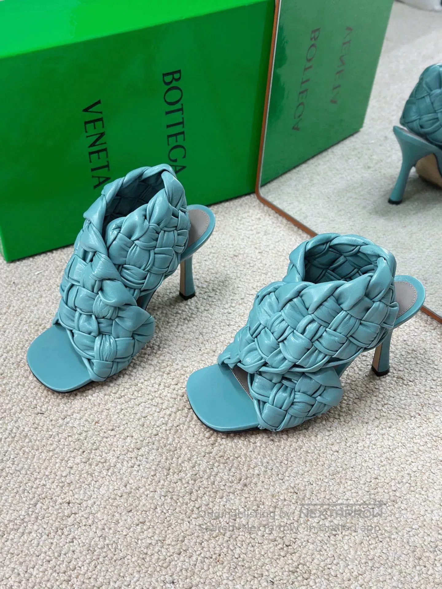 Bottega Veneta BV Blue Woven High-Heel Sandals. Size US 6 / IT 36 - 2 Thumbnail