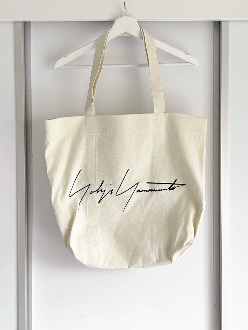 Yohji Yamamoto Yohji Yamamoto Signature Printed White Tote Bag 2504-Nextar Size ONE SIZE - 1 Thumbnail
