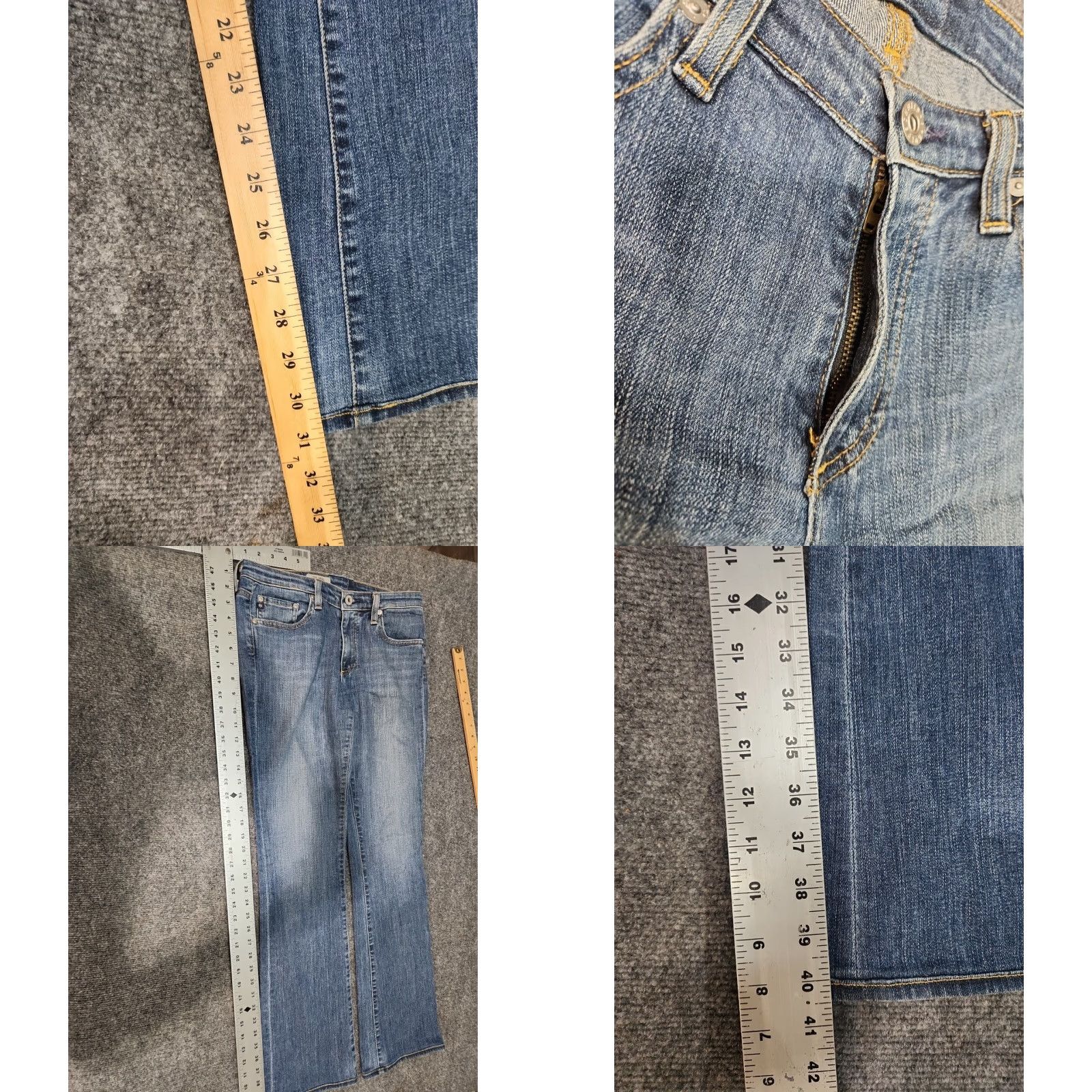Denime AG Adriano Goldschmied The Angel Bootcut Jeans Women 29R Blue Fade Wash Denim Jeans Bootscut Women 29R Blue Fade Retro Style Size 29" - 8 Thumbnail