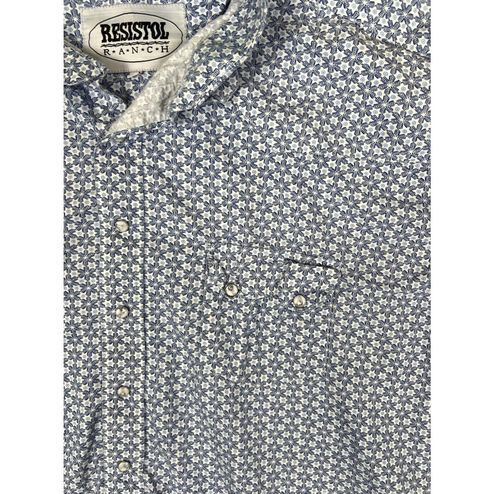 Vintage Resistol Ranch Shirt Mens 2XL Blue Geometric Western Snap Front Long Sleeve Size US XXL / EU 58 / 5 - 3 Thumbnail