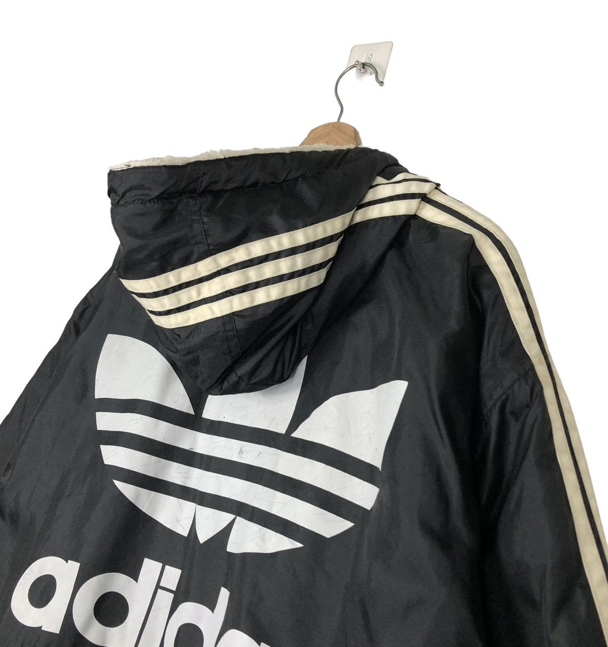 Adidas 🔥VINTAGE ADIDAS LONG JACKET BIG LOGO SHEARLING LINING Size US L / EU 52-54 / 3 - 3 Thumbnail
